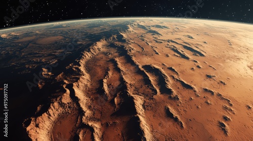 Orbital View of Mars Surface. AI generated illustration photo