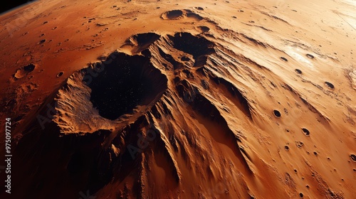 Orbital View of Mars Surface. AI generated illustration photo