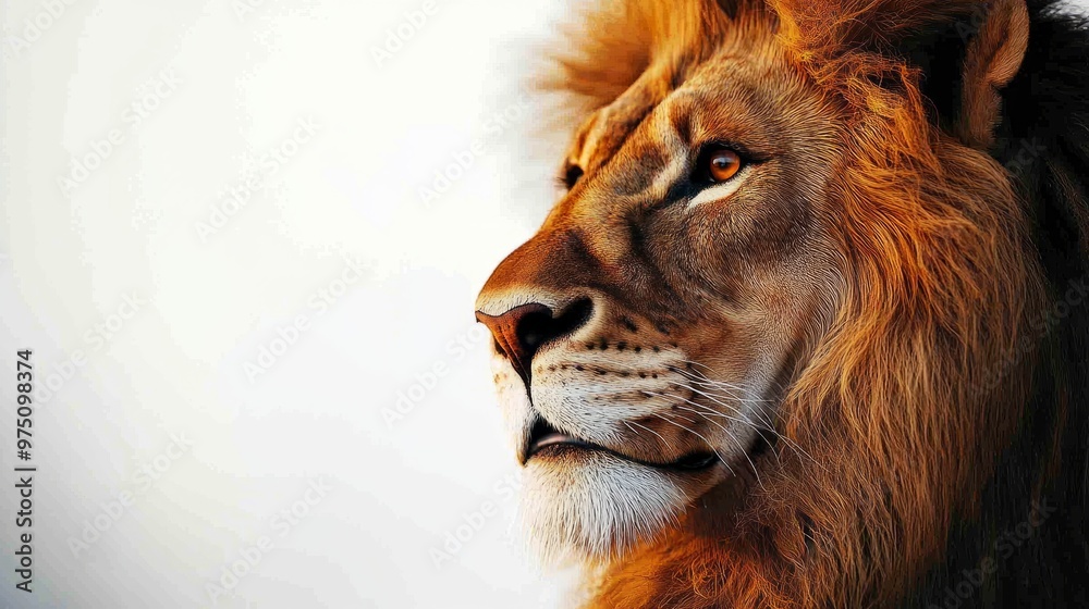 Fototapeta premium Majestic Lion Portrait with Golden Fur and Intense Gaze