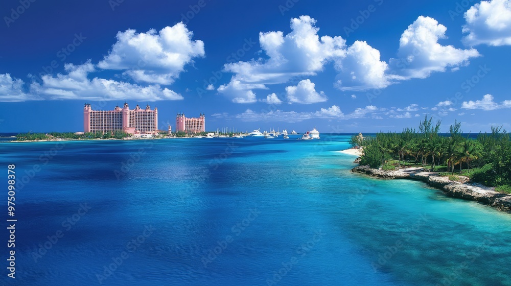 Nassau Port Sapphire Waters. AI generated illustration Nassau Port Sapphire Waters. AI generated illustration