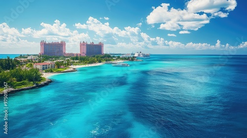 Nassau Port Sapphire Waters. AI generated illustration photo