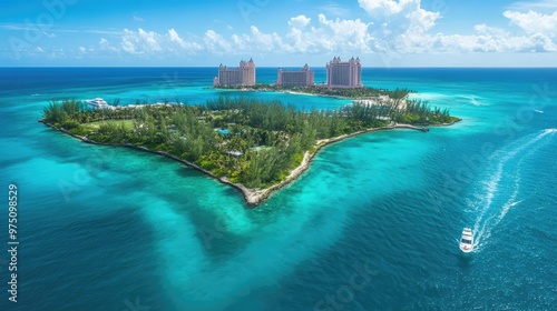 Nassau Port Sapphire Waters. AI generated illustration photo