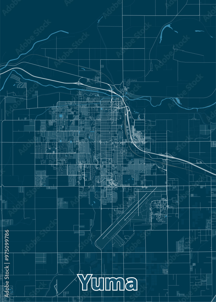 Obraz premium Yuma, Arizona, United States artistic blueprint map poster