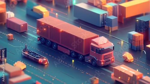 3PL Logistics and Transport. AI generated illustration photo