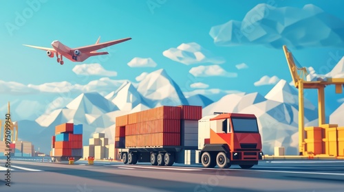 3PL Logistics and Transport. AI generated illustration photo