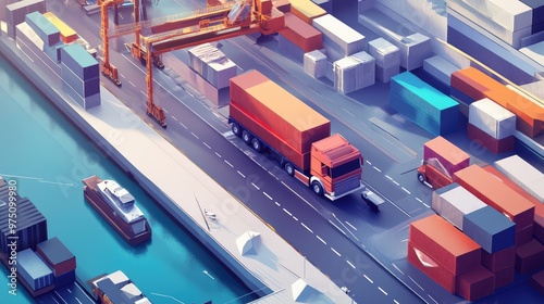 3PL Logistics and Transport. AI generated illustration photo