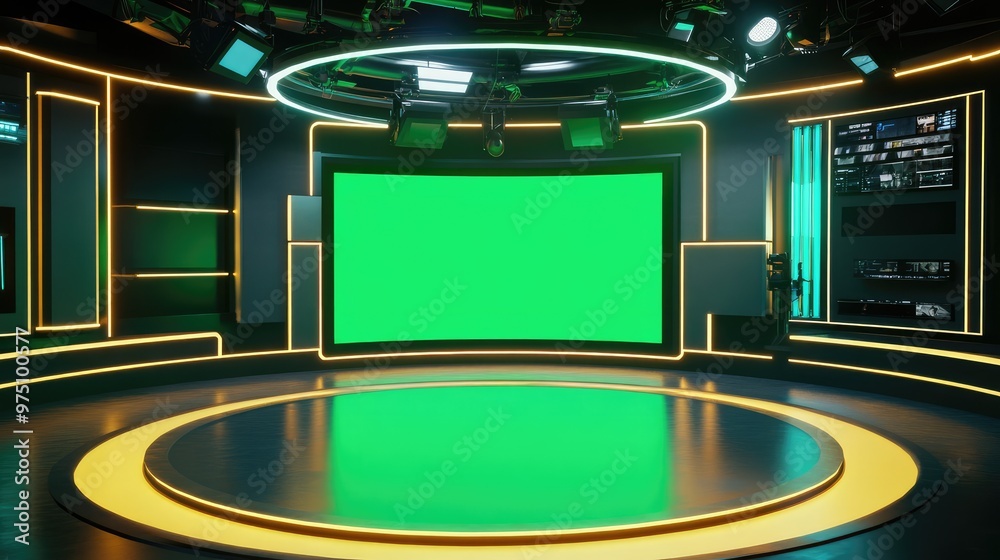 Virtual News Studio Set. AI generated illustration Virtual News Studio Set. AI generated illustration