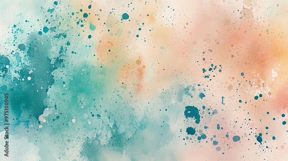Fototapeta premium Abstract watercolor splashes in soft pastel colors create a serene and artistic background.