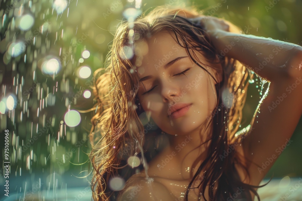 Girl Enjoying a Relaxing Hair Wash Girl Enjoying a Relaxing Hair Wash