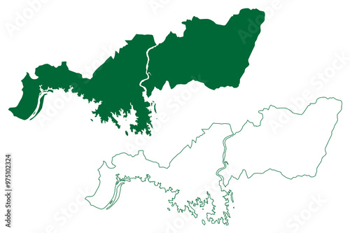 Jharsuguda district (Odisha State, Republic of India) map vector illustration, scribble sketch Jharsuguda map photo