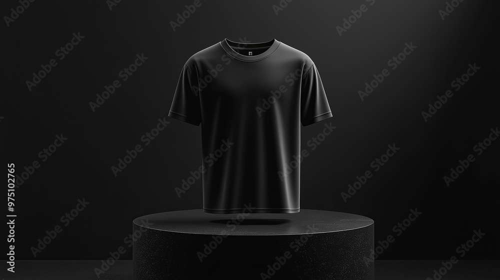 Blank black t-shirt mockup, front view, 3D rendering Blank black t-shirt mockup, front view, 3D rendering