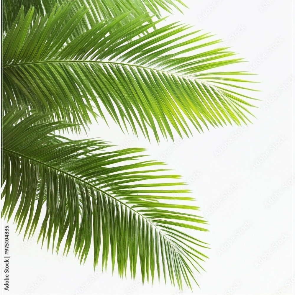 Minimalist Palm Leaves on White Background Minimalist Palm Leaves on White Background