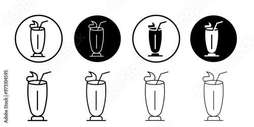 Milk shake icon logo set vector
