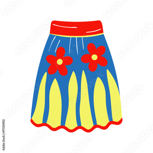 Colorful summer swimwear and accessories for beach days, beach skirt