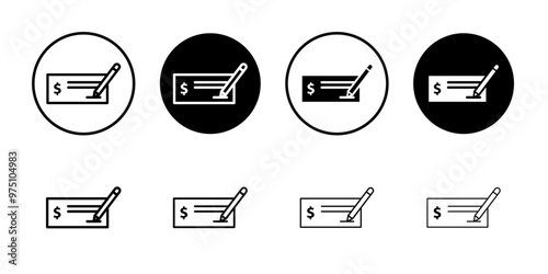 Signing cheque icon logo set vector