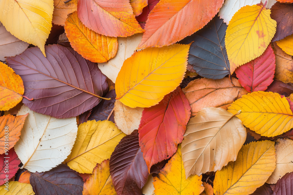 A pile of autumn leaves in various shades of red, orange, and yellow, crisp textures A pile of autumn leaves in various shades of red, orange, and yellow, crisp textures