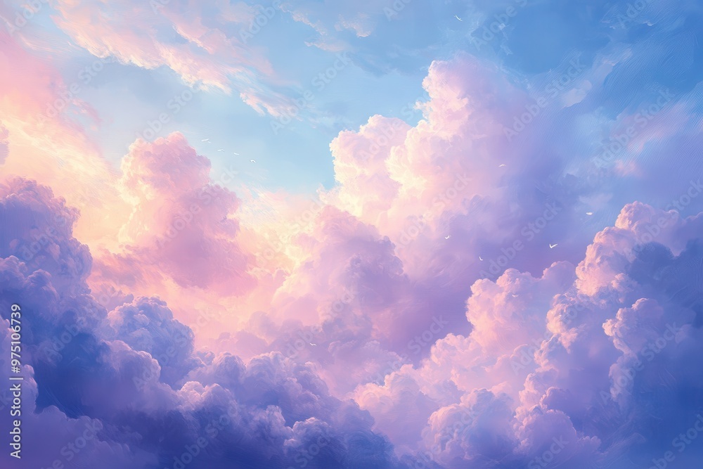 A Sky Filled with Whimsical Pink and Blue Clouds A Sky Filled with Whimsical Pink and Blue Clouds