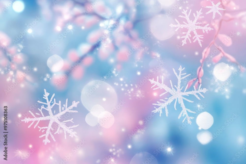 Pastel christmas background with snowflakes and bokeh lights in minimalistic vector design Pastel christmas background with snowflakes and bokeh lights in minimalistic vector design