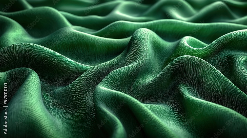 A close-up of green fabric with wavy lines, appearing computer-generated A close-up of green fabric with wavy lines, appearing computer-generated