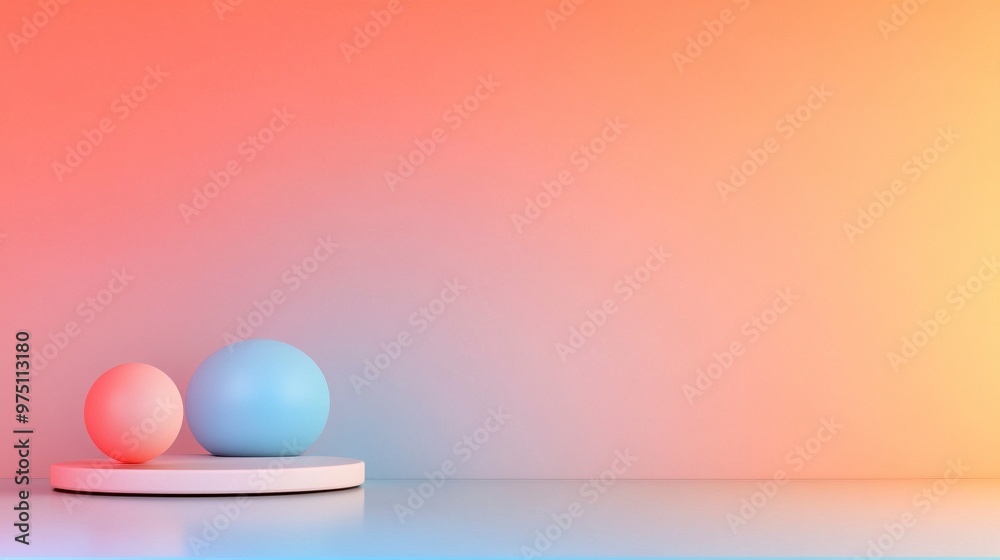 Minimalist Pastel Gradient Background for Product Display with Geometric Shapes and Soft Lighting