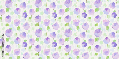 an abstract impressionism painting pattern of violets on a white background