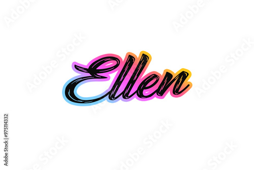 The name “Ellen” written in a stylized colorful retro font