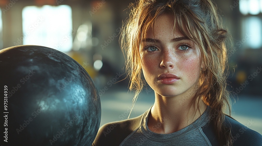 Naklejka premium this Medicine ball workout in a gym setting with a focus on fitness and exercise.