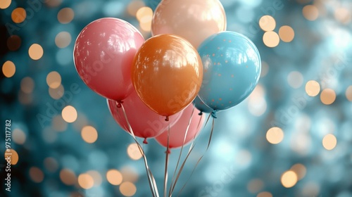 the Colorful balloons with a retro Instagram filter effect, ideal for birthday or wedding celebrations.