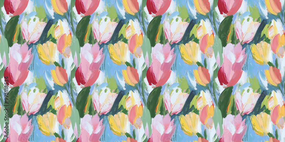 an abstract painting of tulips in a naive impressionistic style with gouache an abstract painting of tulips in a naive impressionistic style with gouache