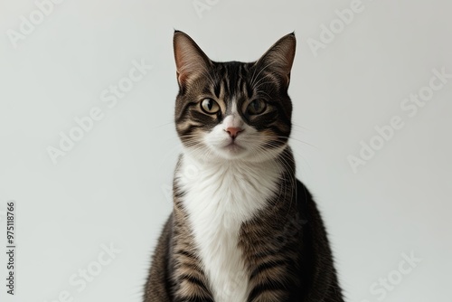 Isolated Cat Front View on Clean White Background