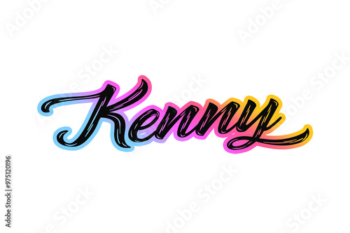 The name “Kenny” written in a stylized colorful retro font photo