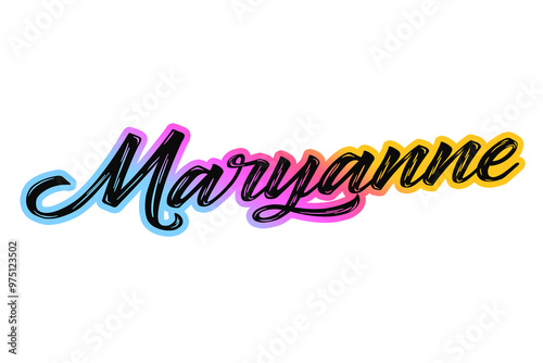 The name “Maryanne” written in a stylized colorful retro font photo