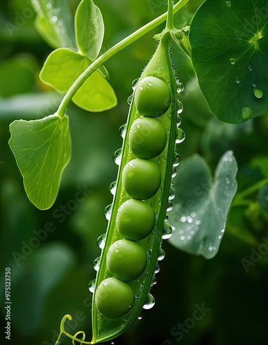 Fresh green peas on the vine photo