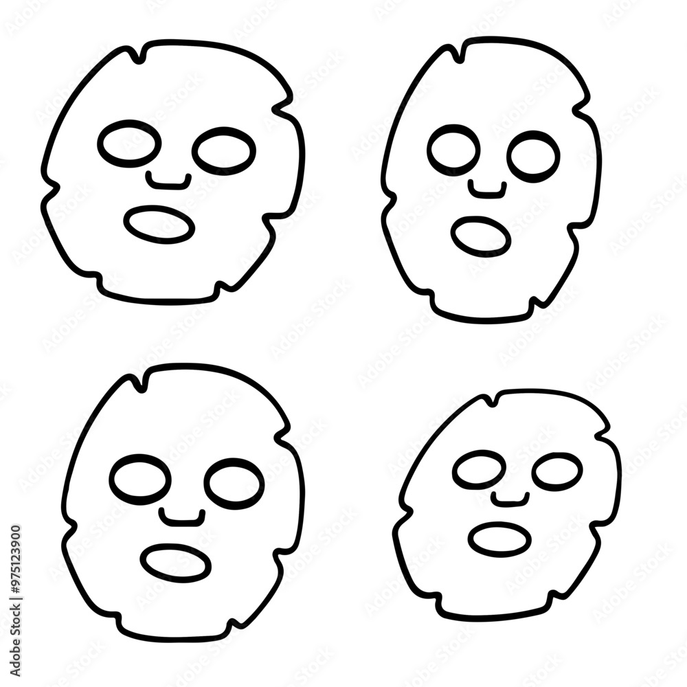 Cute Mask Vectors | Minimalist Design | 4 Vectors Cute Mask Vectors | Minimalist Design | 4 Vectors