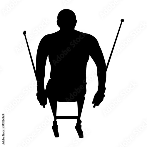 Disabled athlete skiing.Winter sport.Adaptive sport.Inclusion.Vector illustration.