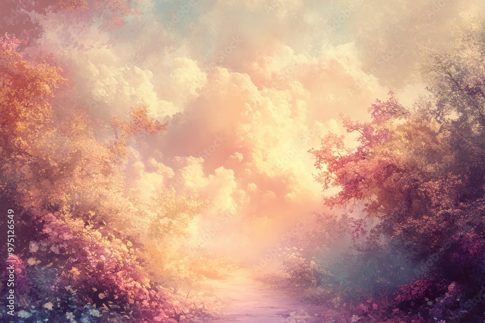 Fototapeta premium A Misty Path Through a Sunlit Forest