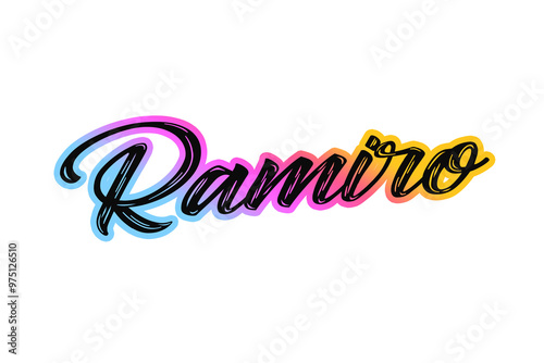 The name “Ramiro” written in a stylized colorful retro font photo