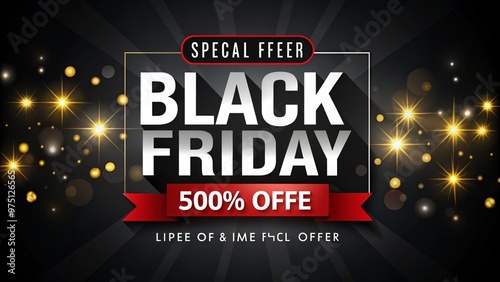 Black friday sale ribbon banners collection isolated. Vector price tags isolated on black background. Top view of Black torn paper and the text black friday on a red background. Black Friday 
