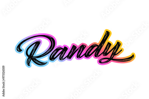 The name “Randy” written in a stylized colorful retro font photo