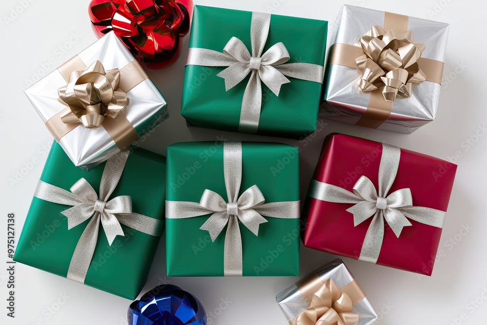 Exquisite Emerald Ruby Sapphire Gifts Adorned with Silver Champagne Ribbons in Vibrant Presentation Exquisite Emerald Ruby Sapphire Gifts Adorned with Silver Champagne Ribbons in Vibrant Presentation