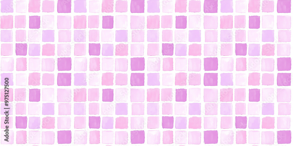 gouache illustration style pattern of soft pink and lavender color tiles, clean surface texture, white background gouache illustration style pattern of soft pink and lavender color tiles, clean surface texture, white background