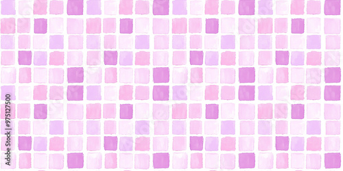 gouache illustration style pattern of soft pink and lavender color tiles, clean surface texture, white background