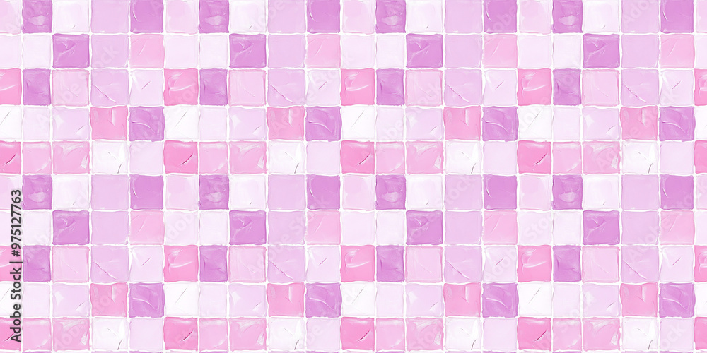 gouache painting style of soft pink and lavender color tiles seamless pattern, clean surface texture, white background gouache painting style of soft pink and lavender color tiles seamless pattern, clean surface texture, white background
