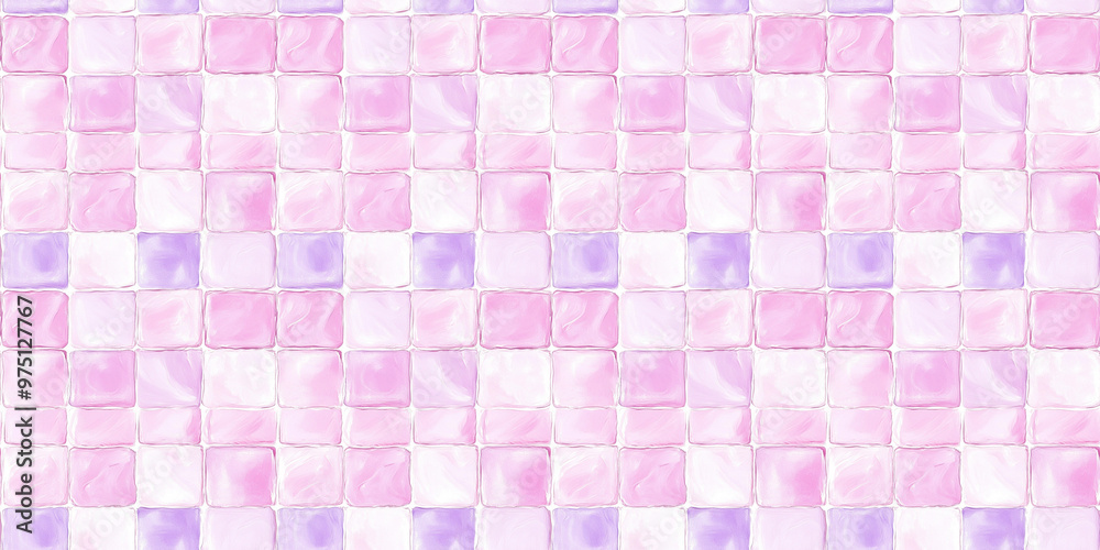 gouache painting style of soft pink and lavender color tiles seamless pattern, clean surface texture, white background gouache painting style of soft pink and lavender color tiles seamless pattern, clean surface texture, white background
