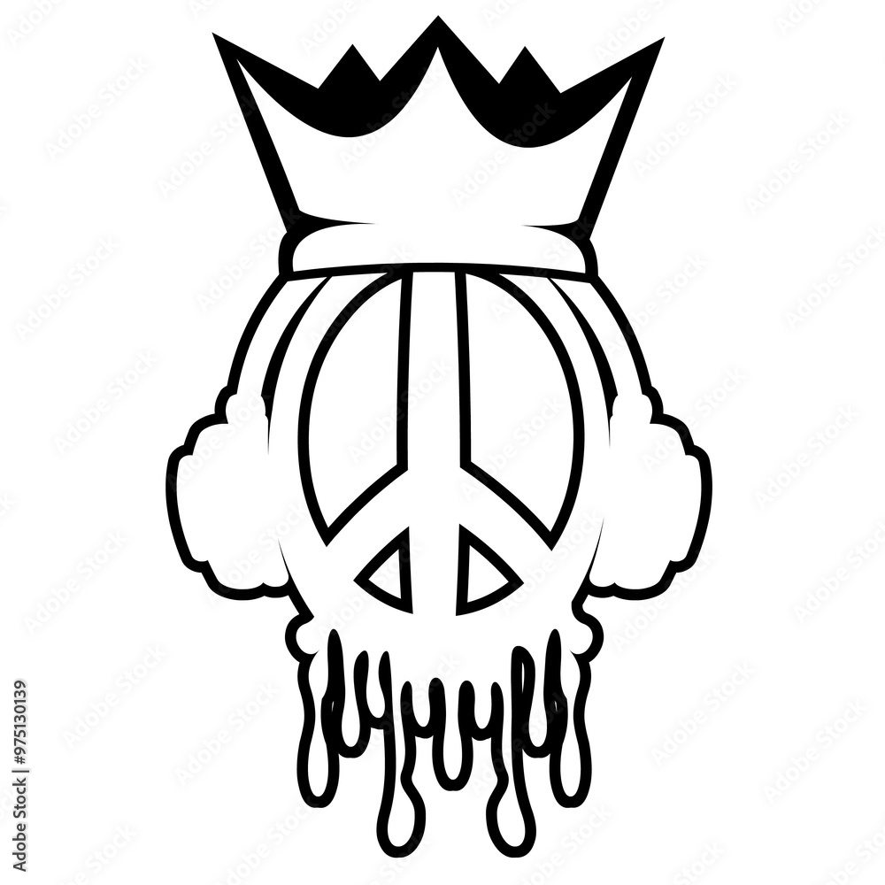 Peace sign dripping with a crown & headphones