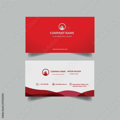 business card, elegant red