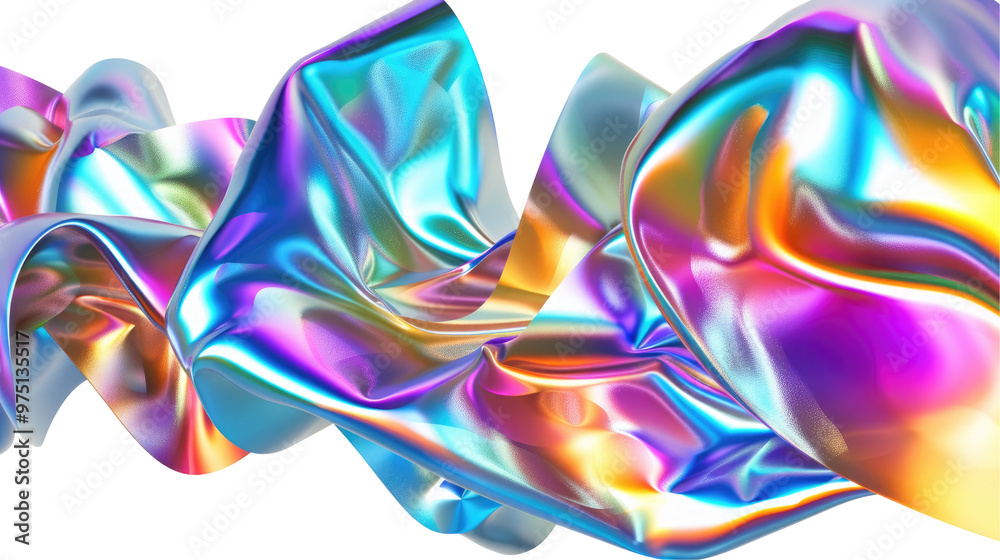 A vibrant, abstract wave of colorful, reflective material showcasing fluid shapes and textures. A vibrant, abstract wave of colorful, reflective material showcasing fluid shapes and textures.