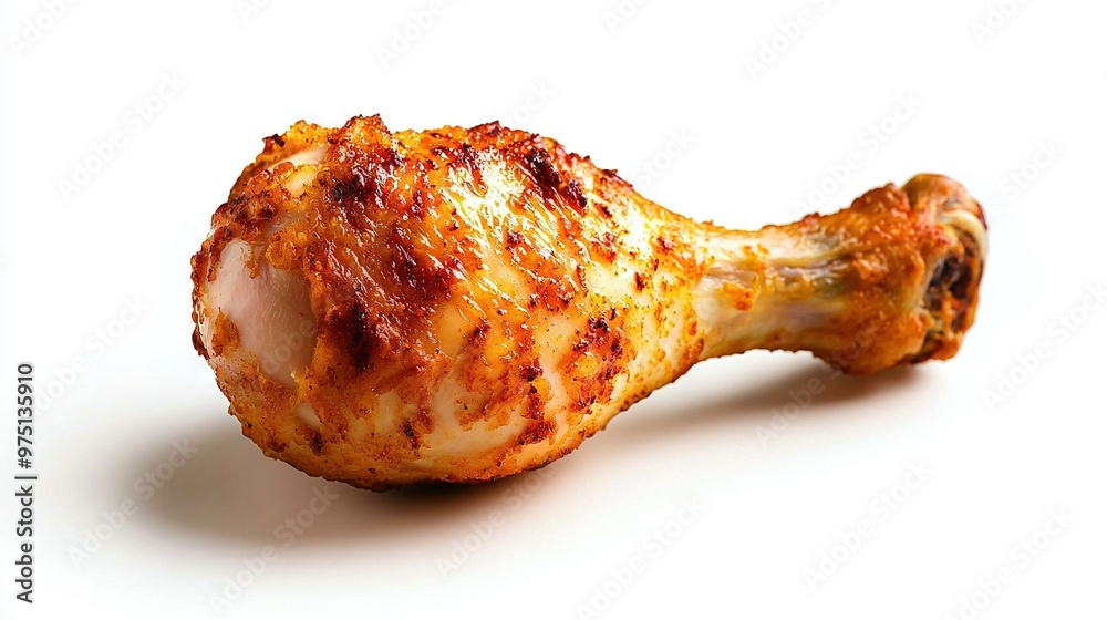 A zoomed in picture of a chicken on a white background featuring a shadow of the fowl on the left A zoomed in picture of a chicken on a white background featuring a shadow of the fowl on the left