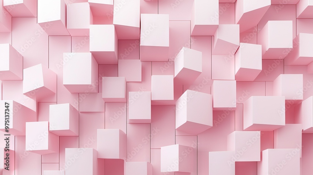Pink cubes form an abstract wallpaper or a cube-shaped pattern on a lighter background Pink cubes form an abstract wallpaper or a cube-shaped pattern on a lighter background