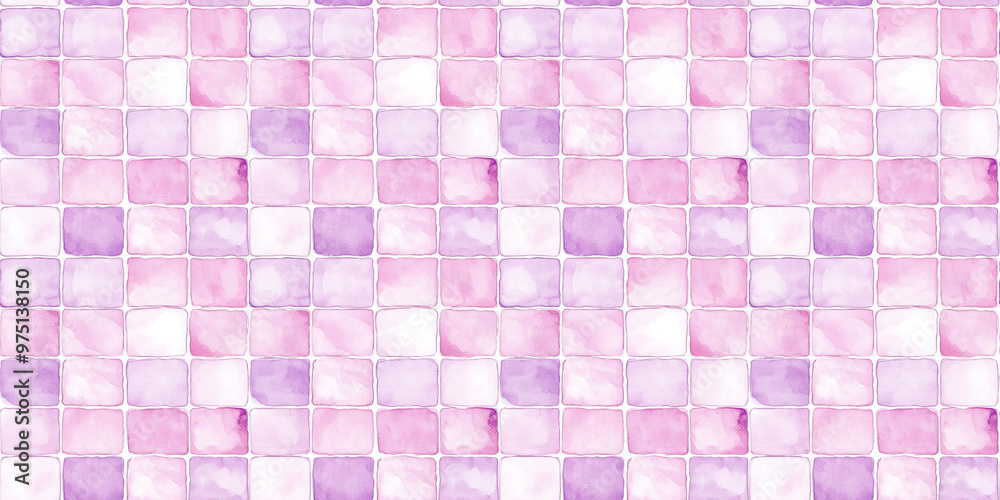 watercolor style pattern of soft pink and lavender color tiles, clean surface texture, white background watercolor style pattern of soft pink and lavender color tiles, clean surface texture, white background